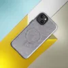Glossy Ash Gray Minimal Texture MagSafe Tough Case for iPhone — soft heathered ash gray surface with a subtle brushed