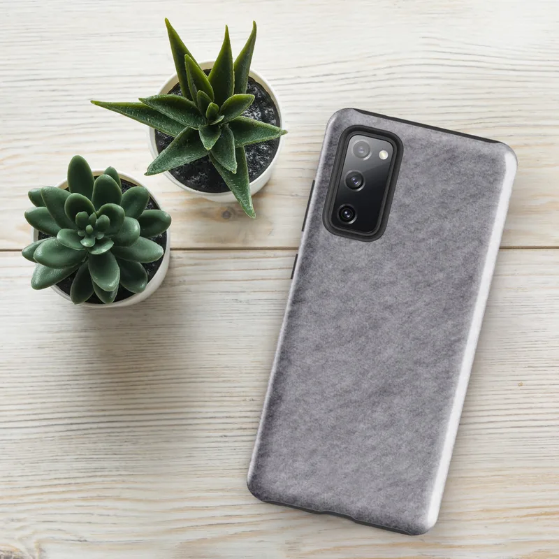 Glossy Heathered Storm Gray Tough Case for Samsung — soft heathered light gray mottled texture with subtle tonal variation
