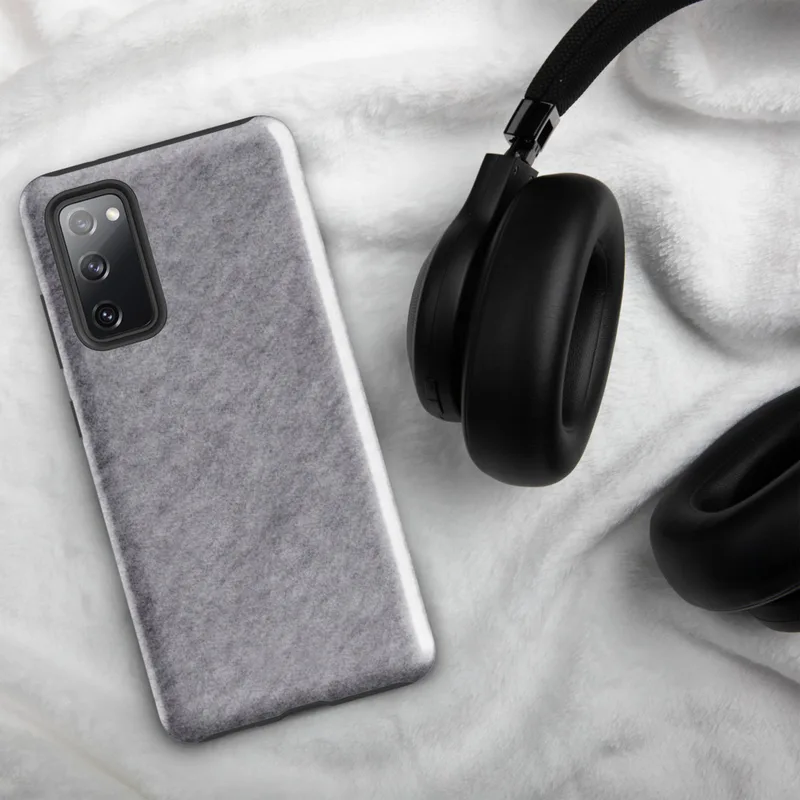 Glossy Heathered Storm Gray Tough Case for Samsung — soft heathered light gray mottled texture with subtle tonal variation
