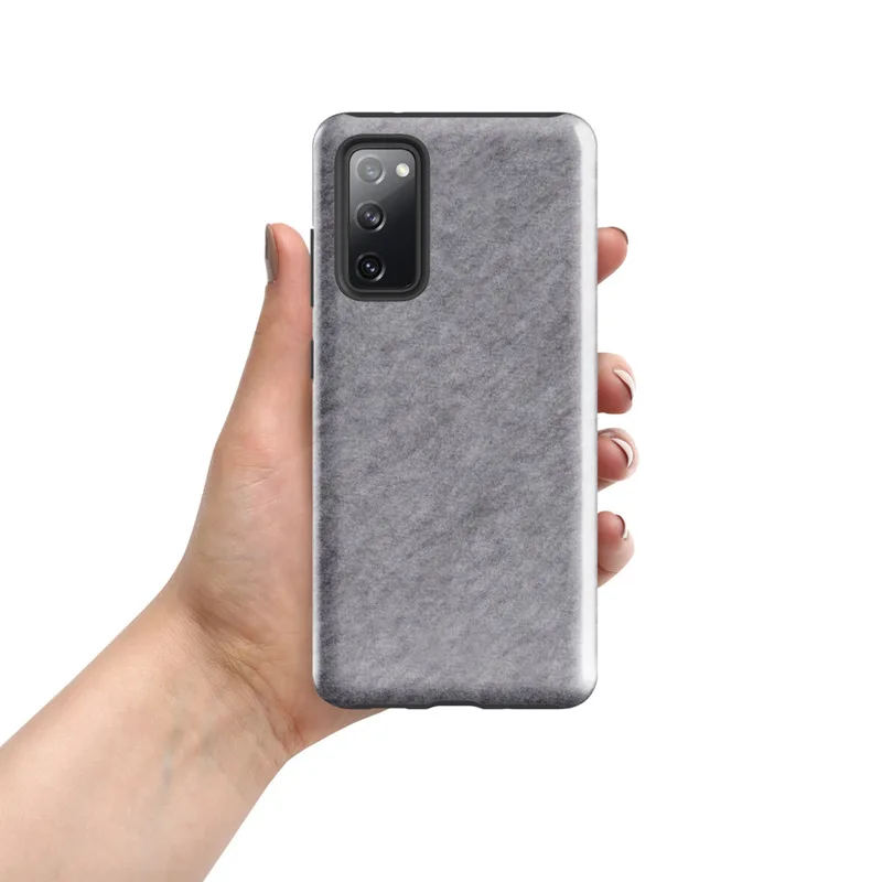 Glossy Heathered Storm Gray Tough Case for Samsung — soft heathered light gray mottled texture with subtle tonal variation