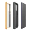 Glossy Golden Linen Texture Tough Case for Samsung — close-up woven linen fabric texture in warm golden amber with subtle