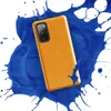 Glossy Golden Linen Texture Tough Case for Samsung — close-up woven linen fabric texture in warm golden amber with subtle