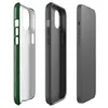 Glossy Forest Green Linen Texture MagSafe Tough Case for iPhone — close-up woven linen fabric texture in deep emerald