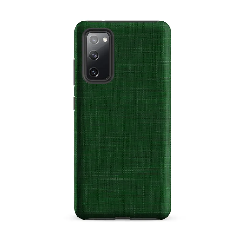 Matte Forest Green Linen Texture Tough Case for Samsung — seamless woven linen fabric texture in layered shades of deep