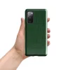 Glossy Forest Green Linen Texture Tough Case for Samsung — seamless woven linen fabric texture in layered shades of deep