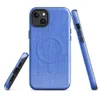 Glossy Classic Cornflower Blue Serenity MagSafe Tough Case for iPhone — woven fabric texture in cornflower blue with subtle