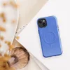 Glossy Classic Cornflower Blue Serenity MagSafe Tough Case for iPhone — woven fabric texture in cornflower blue with subtle