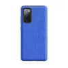Matte Azure Weave Tough Case for Samsung — close-up woven fabric texture in soft cornflower blue with subtle vertical stripe