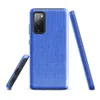 Glossy Azure Weave Tough Case for Samsung — close-up woven fabric texture in soft cornflower blue with subtle vertical