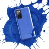 Glossy Azure Weave Tough Case for Samsung — close-up woven fabric texture in soft cornflower blue with subtle vertical