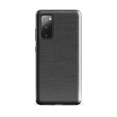 close-up woven linen fabric texture in deep charcoal and slate grey tones with subtle natural fiber variation on Glossy Charcoal Linen Texture Tough Case for Samsung - default - Front view