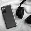 Glossy Charcoal Linen Texture Tough Case for Samsung — close-up woven linen fabric texture in deep charcoal and slate grey
