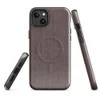 Glossy Dark Woven Texture MagSafe Tough Case for iPhone — close-up micro-grid woven textile pattern in deep charcoal