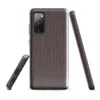 Glossy Dark Woven Texture Tough Case for Samsung — fine dark checkerboard woven textile pattern in deep charcoal and warm