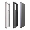 Glossy Dark Woven Texture Tough Case for Samsung — fine dark checkerboard woven textile pattern in deep charcoal and warm