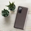 Glossy Dark Woven Texture Tough Case for Samsung — fine dark checkerboard woven textile pattern in deep charcoal and warm