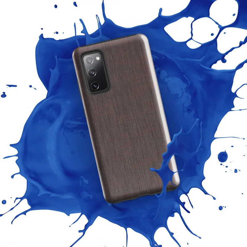 Glossy Dark Woven Texture Tough Case for Samsung — fine dark checkerboard woven textile pattern in deep charcoal and warm