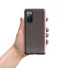 Glossy Dark Woven Texture Tough Case for Samsung — fine dark checkerboard woven textile pattern in deep charcoal and warm