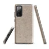 Glossy Raw Linen Texture Tough Case for Samsung — seamless beige herringbone weave pattern with subtle multicolor flecks