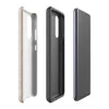 Glossy Raw Linen Texture Tough Case for Samsung — seamless beige herringbone weave pattern with subtle multicolor flecks