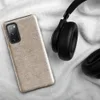 Glossy Raw Linen Texture Tough Case for Samsung — seamless beige herringbone weave pattern with subtle multicolor flecks