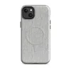 Glossy Concrete Linen Texture MagSafe Tough Case for iPhone — seamless concrete and linen texture with vertical ribbing