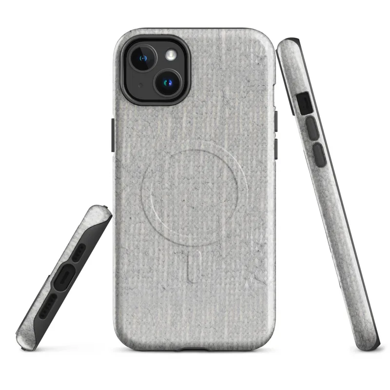 Glossy Concrete Linen Texture MagSafe Tough Case for iPhone — seamless concrete and linen texture with vertical ribbing