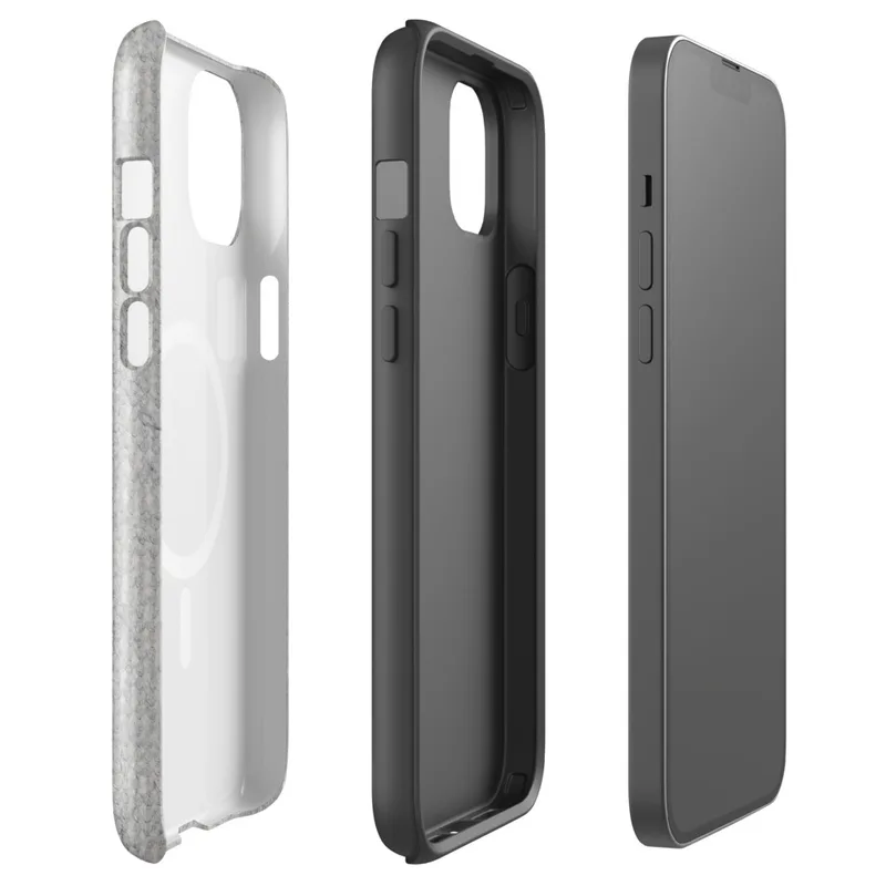 Glossy Concrete Linen Texture MagSafe Tough Case for iPhone — seamless concrete and linen texture with vertical ribbing