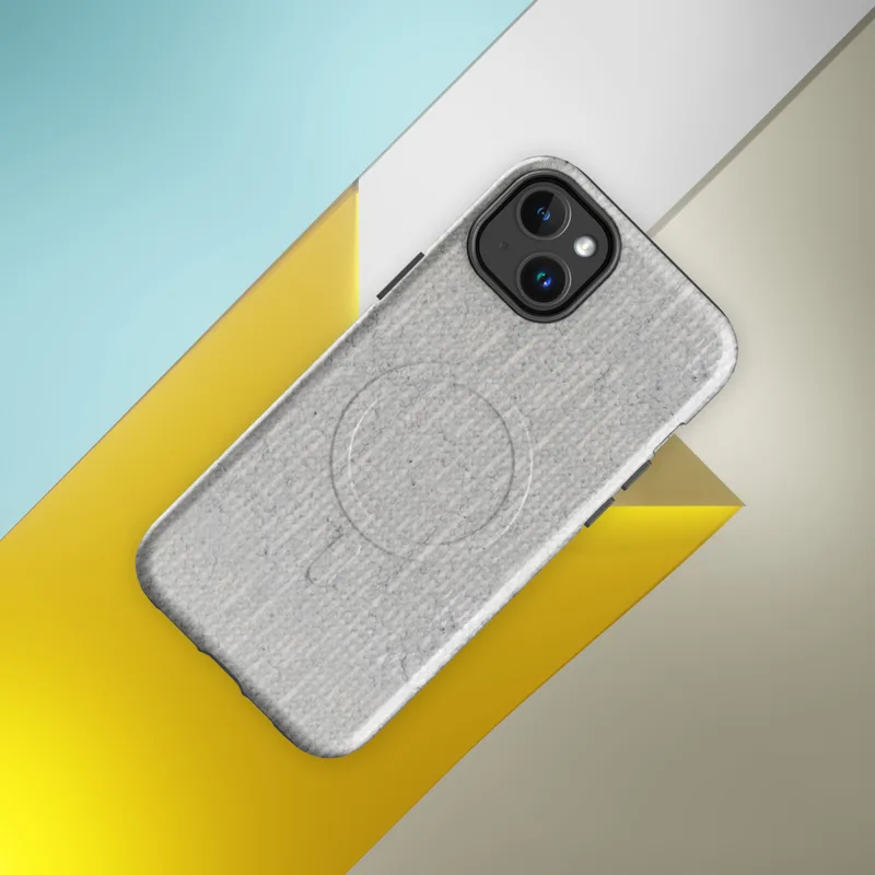 Glossy Concrete Linen Texture MagSafe Tough Case for iPhone — seamless concrete and linen texture with vertical ribbing