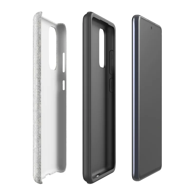 Glossy Stone Wash Texture Tough Case for Samsung — soft gray concrete surface with vertical striations and organic weathered