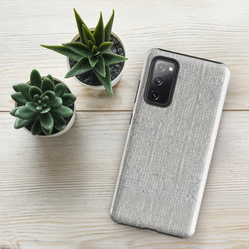 Glossy Stone Wash Texture Tough Case for Samsung — soft gray concrete surface with vertical striations and organic weathered