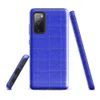 Glossy Electric Blue Quilted Grid Tough Case for Samsung — vibrant royal blue quilted fabric texture with a stitched grid