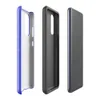 Glossy Electric Blue Quilted Grid Tough Case for Samsung — vibrant royal blue quilted fabric texture with a stitched grid