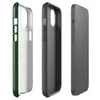 Glossy Forest Green Quilted Classic MagSafe Tough Case for iPhone — deep forest green quilted fabric pattern with a subtle