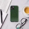 Glossy Forest Green Quilted Classic MagSafe Tough Case for iPhone — deep forest green quilted fabric pattern with a subtle