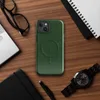 Glossy Forest Green Quilted Classic MagSafe Tough Case for iPhone — deep forest green quilted fabric pattern with a subtle