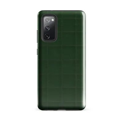 deep hunter green quilted fabric surface with a tonal stitched grid pattern in a textile-inspired style on Glossy Forest Green Quilted Grid Tough Case for Samsung - default - Front view