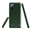 Glossy Forest Green Quilted Grid Tough Case for Samsung — deep hunter green quilted fabric surface with a tonal stitched