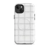 Glossy Arctic White Quilted Texture MagSafe Tough Case for iPhone — soft white quilted grid pattern with subtle stitched