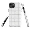Glossy Arctic White Quilted Texture MagSafe Tough Case for iPhone — soft white quilted grid pattern with subtle stitched