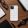 Glossy Arctic White Quilted Texture MagSafe Tough Case for iPhone — soft white quilted grid pattern with subtle stitched