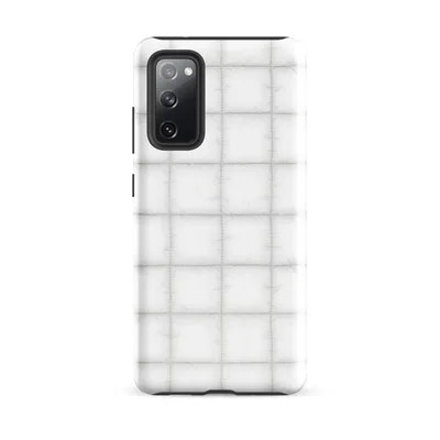 seamless quilted grid pattern in soft white and pale grey with subtle stitched seams and a plush padded appearance on Glossy Cloud White Quilted Texture Tough Case for Samsung - default - Front view