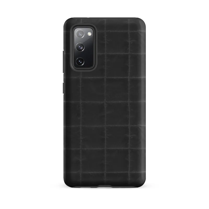 Matte Stealth Grid Quilted Tough Case for Samsung — dark charcoal quilted fabric pattern with a precise stitched grid