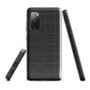 Glossy Stealth Grid Quilted Tough Case for Samsung — dark charcoal quilted fabric pattern with a precise stitched grid