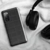 Glossy Stealth Grid Quilted Tough Case for Samsung — dark charcoal quilted fabric pattern with a precise stitched grid