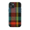 Matte Highland Bold Plaid MagSafe Tough Case for iPhone — vibrant tartan plaid pattern in deep black, electric teal, fiery
