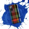 Glossy Bold Plaid Tough Case for Samsung — vibrant tartan plaid pattern in black, teal, fiery red-orange, and golden yellow