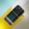 Glossy Highland Spirit Tartan MagSafe Tough Case for iPhone — classic Scottish tartan pattern in black, royal blue, golden