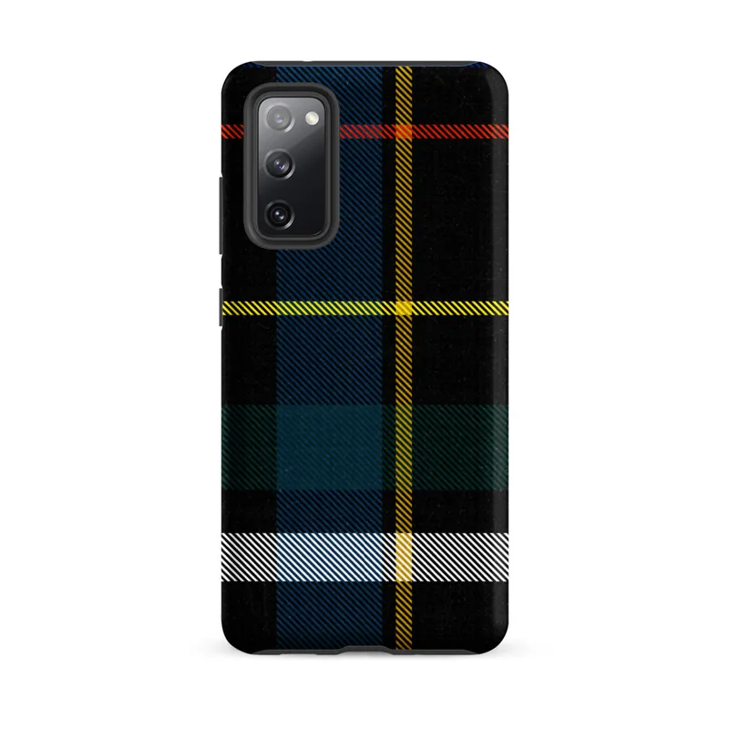 Matte Highland Spirit Tartan Tough Case for Samsung — classic Scottish tartan plaid with black base and bold crossing