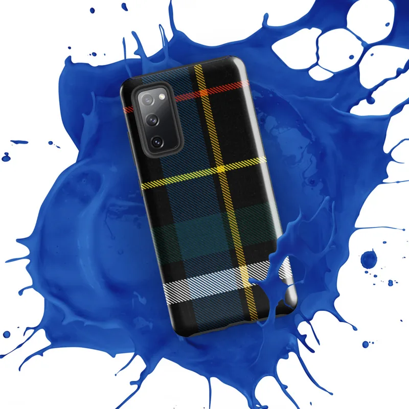 Glossy Highland Spirit Tartan Tough Case for Samsung — classic Scottish tartan plaid with black base and bold crossing
